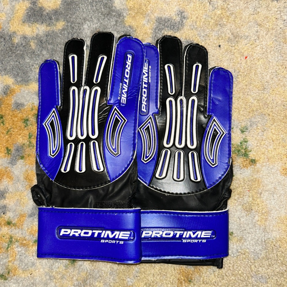 Protime Sports Soccer Goalie Gloves Blue Black White Size 8 Goalkeeper Training